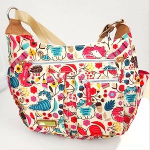 Brand New Lily Bloom crossbody multi print canvas multi pocket